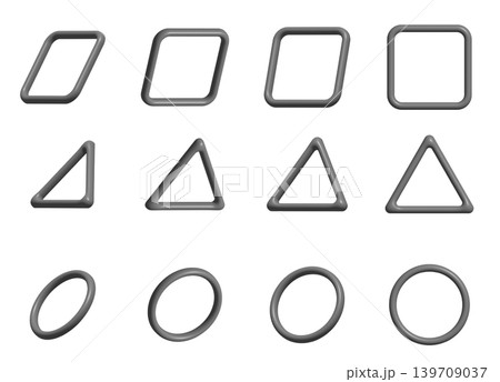 3D風立体的な幾何学シェイプのバリエーションセット 厚みのある図形ポップなデザインパーツ 3D風立体的な幾何学シェイプのバリエーションセット 厚みのある図形ポップなデザインパーツ 139709037