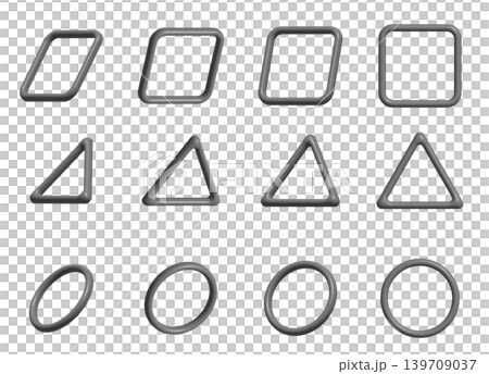 3D風立体的な幾何学シェイプのバリエーションセット 厚みのある図形ポップなデザインパーツ 3D風立体的な幾何学シェイプのバリエーションセット 厚みのある図形ポップなデザインパーツ 139709037