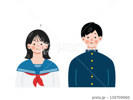 制服を着た学生の男女のイラスト 制服を着た学生の男女のイラスト 139709060