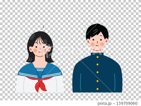 制服を着た学生の男女のイラスト 制服を着た学生の男女のイラスト 139709060