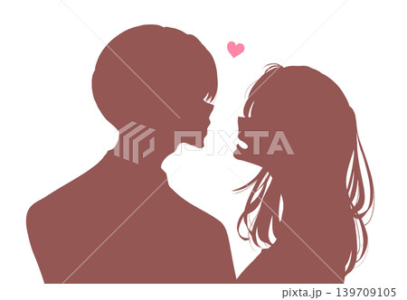 向かい合う男女 恋愛 シルエット 向かい合う男女 恋愛 シルエット 139709105