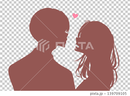 向かい合う男女 恋愛 シルエット 向かい合う男女 恋愛 シルエット 139709105