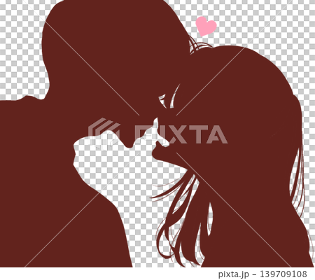 顔を合わせる幸せそうな男女 シルエット 顔を合わせる幸せそうな男女 シルエット 139709108