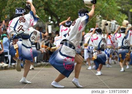 阿波踊り　春の祭典「徳島城　阿波おどり」有名連の男踊り 139710067