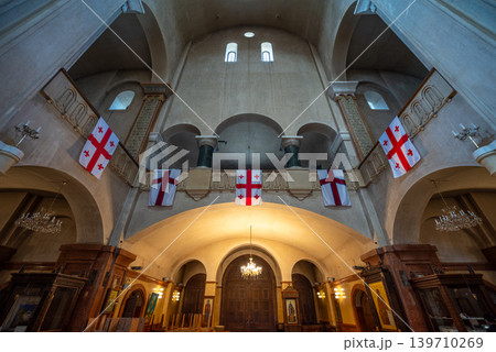 Interior of the Holy Trinity Cathedral, main cathedral of the Georgian Orthodox Church in Tbilisi, Georgia 139710269
