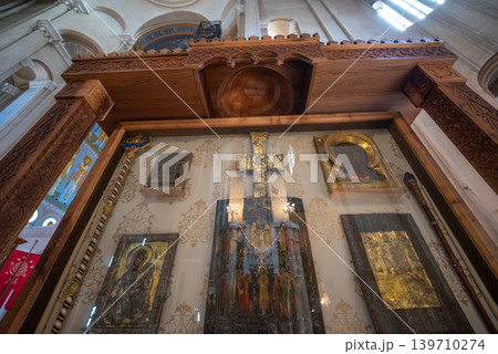 Interior of the Holy Trinity Cathedral, main cathedral of the Georgian Orthodox Church in Tbilisi, Georgia Interior of the Holy Trinity Cathedral, main cathedral of the Georgian Orthodox Church in Tbilisi, Georgia 139710274