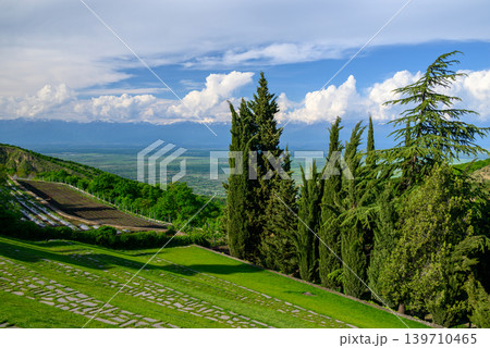 Monastery of St. Nino at Bodbe, Georgian Orthodox Christian pilgrimage site in Sighnaghi, Kakheti region of Georgia 139710465