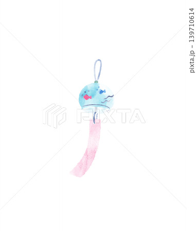 水彩画風の風鈴の夏イラスト 背景透過 水彩画風の風鈴の夏イラスト 背景透過 139710614