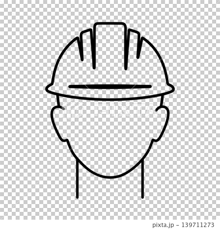 ヘルメットをかぶった人物のラインアイコン ヘルメットをかぶった人物のラインアイコン 139711273