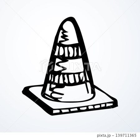 Vector drawing. Restricted road cone 139711365
