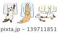 カーテンに爪が引っかかる猫のイラスト 139711851