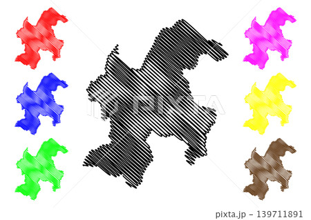 Bor District (Republic of Serbia, Districts in Southern and Eastern Serbia) map vector illustration, scribble sketch Bor map 139711891
