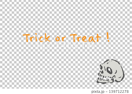 Hand-drawn, brushstroke style message card template with a diagonally facing skull - bottom right layout Hand-drawn, brushstroke style message card template with a diagonally facing skull - bottom right layout 139712278