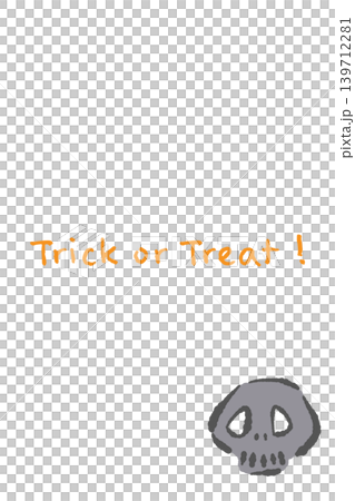 Hand-drawn brushstroke style vertical message card template with a black skull - bottom right layout 139712281