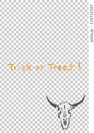 Hand-drawn brushstroke vertical message card template featuring a cow skull - Buffalo skull bottom right layout Hand-drawn brushstroke vertical message card template featuring a cow skull - Buffalo skull bottom right layout 139712287