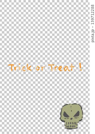 Green skull hand-drawn brushstroke vertical message card template - bottom right layout Green skull hand-drawn brushstroke vertical message card template - bottom right layout 139712288