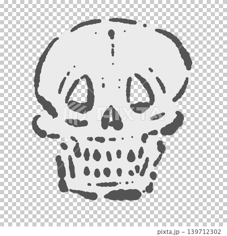 Realistic, hand-drawn, front-facing skull illustration - Skeleton design suitable for Japanese style or Halloween. Realistic, hand-drawn, front-facing skull illustration - Skeleton design suitable for Japanese style or Halloween. 139712302