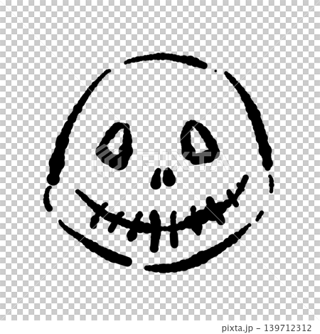 面白いドクロの手描きモノクロイラスト - 和風やハロウィンに使える可愛い線画デザイン 面白いドクロの手描きモノクロイラスト - 和風やハロウィンに使える可愛い線画デザイン 139712312
