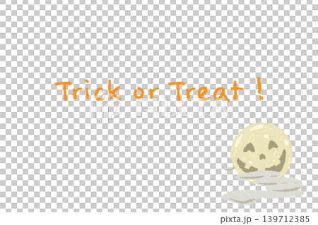 黄色い顔つき満月と雲の横向きメッセージカードテンプレート - 手描きの Trick or 黄色い顔つき満月と雲の横向きメッセージカードテンプレート - 手描きの Trick or 139712385