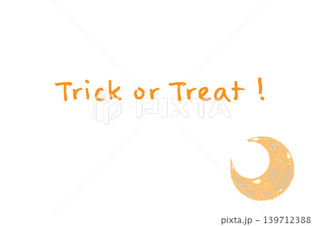 オレンジ色の三日月単体の横向きメッセージカードテンプレート - 手描きの Trick or オレンジ色の三日月単体の横向きメッセージカードテンプレート - 手描きの Trick or 139712388