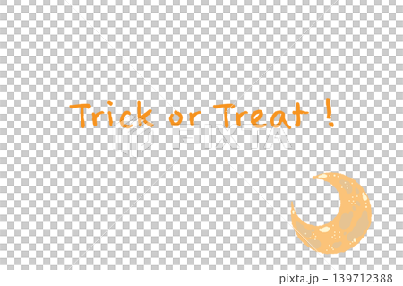オレンジ色の三日月単体の横向きメッセージカードテンプレート - 手描きの Trick or オレンジ色の三日月単体の横向きメッセージカードテンプレート - 手描きの Trick or 139712388