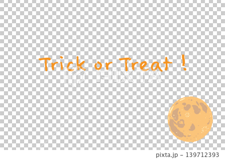 Orange full moon sideways message card template - hand-drawn Trick or Orange full moon sideways message card template - hand-drawn Trick or 139712393