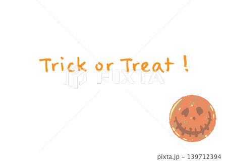 オレンジ色の不気味な満月単体の横向きメッセージカードテンプレート - 手描きの Trick or オレンジ色の不気味な満月単体の横向きメッセージカードテンプレート - 手描きの Trick or 139712394