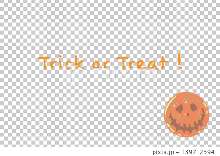 オレンジ色の不気味な満月単体の横向きメッセージカードテンプレート - 手描きの Trick or オレンジ色の不気味な満月単体の横向きメッセージカードテンプレート - 手描きの Trick or 139712394