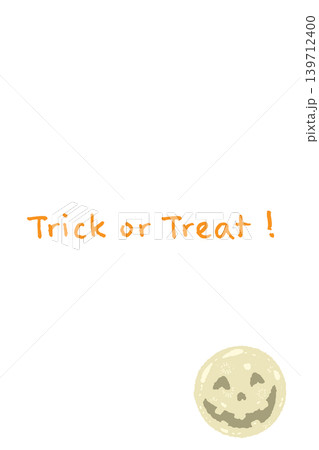 黄色い顔つき満月単体の縦向きメッセージカードテンプレート - 手描きの Trick or 139712400