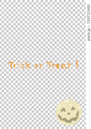 黄色い顔つき満月単体の縦向きメッセージカードテンプレート - 手描きの Trick or 139712400