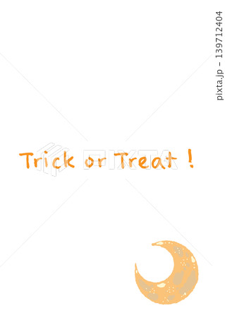 オレンジ色の三日月単体の縦向きメッセージカードテンプレート - 手描きの Trick or オレンジ色の三日月単体の縦向きメッセージカードテンプレート - 手描きの Trick or 139712404