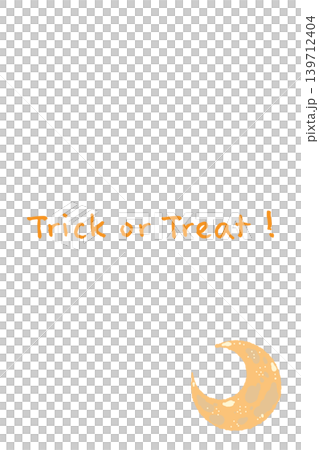 オレンジ色の三日月単体の縦向きメッセージカードテンプレート - 手描きの Trick or オレンジ色の三日月単体の縦向きメッセージカードテンプレート - 手描きの Trick or 139712404