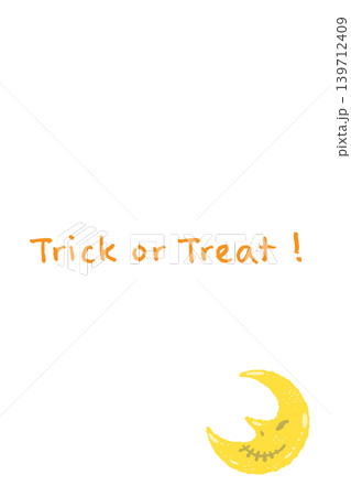 黄色い三日月単体の縦向きメッセージカードテンプレート - 手描きの Trick or Treat! 黄色い三日月単体の縦向きメッセージカードテンプレート - 手描きの Trick or Treat! 139712409