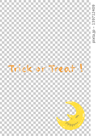 黄色い三日月単体の縦向きメッセージカードテンプレート - 手描きの Trick or Treat! 黄色い三日月単体の縦向きメッセージカードテンプレート - 手描きの Trick or Treat! 139712409