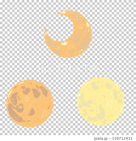 A set of hand-drawn illustrations of a full moon and a crescent moon - Night sky designs that can be used for moon viewing or sleep imagery. A set of hand-drawn illustrations of a full moon and a crescent moon - Night sky designs that can be used for moon viewing or sleep imagery. 139712431