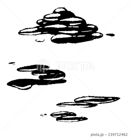 Night Clouds Monochrome Illustration - Hand Drawn Night Clouds Monochrome Illustration - Hand Drawn 139712462