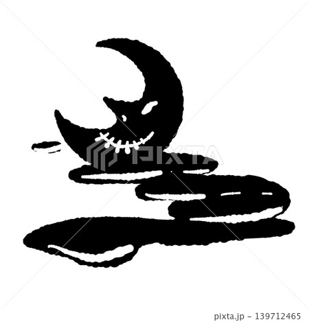 Spooky Crescent Moon and Clouds Monochrome Spooky Crescent Moon and Clouds Monochrome 139712465