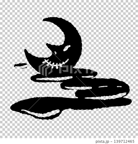 Spooky Crescent Moon and Clouds Monochrome Spooky Crescent Moon and Clouds Monochrome 139712465
