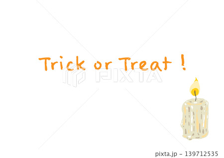 太い蝋燭の横向きメッセージカード - ハロウィン手描き背景 太い蝋燭の横向きメッセージカード - ハロウィン手描き背景 139712535