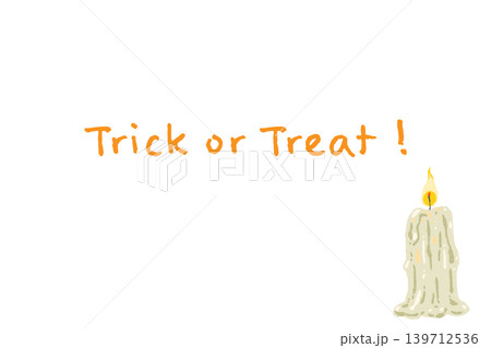 溶けかけた蝋燭の横向きメッセージカード - ハロウィン手描き背景 溶けかけた蝋燭の横向きメッセージカード - ハロウィン手描き背景 139712536