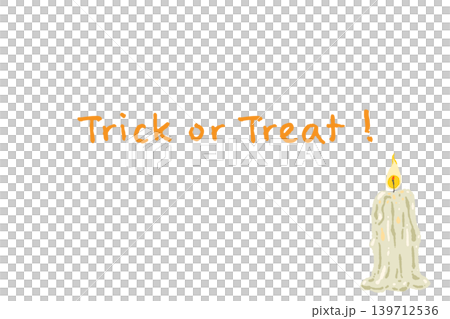 溶けかけた蝋燭の横向きメッセージカード - ハロウィン手描き背景 溶けかけた蝋燭の横向きメッセージカード - ハロウィン手描き背景 139712536