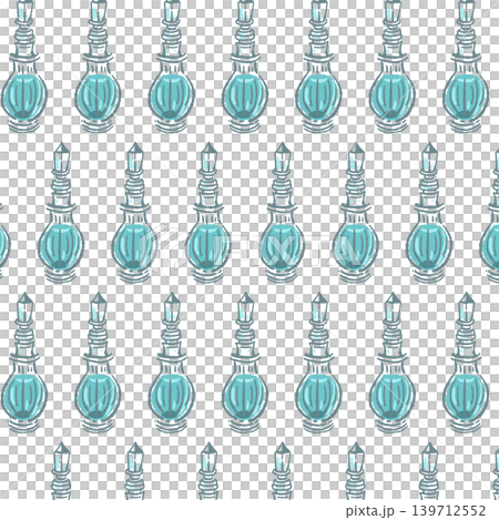 Seamless pattern background of a small vial containing a blue magic potion. Seamless pattern background of a small vial containing a blue magic potion. 139712552