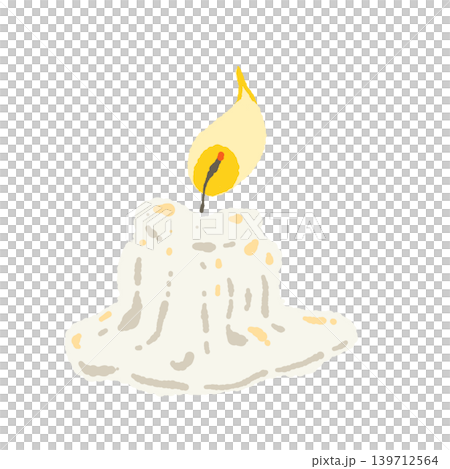 大きく溶けかけた短い蝋燭と炎の手描きイラスト単体 大きく溶けかけた短い蝋燭と炎の手描きイラスト単体 139712564