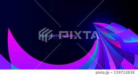 A vibrant futuristic wave design with glowing neon curves on a deep space-inspired background 139712638