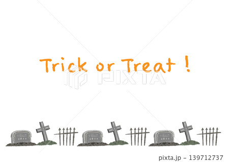 ハロウィンの墓場風景の横向きメッセージカードテンプレート 139712737