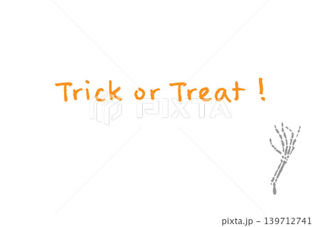 ガイコツの手イラスト付きハロウィン横向きメッセージカード ガイコツの手イラスト付きハロウィン横向きメッセージカード 139712741