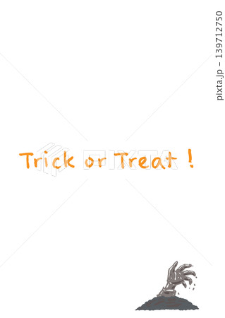 ゾンビの手イラスト付きハロウィン縦向きメッセージカード 139712750