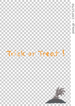 ゾンビの手イラスト付きハロウィン縦向きメッセージカード 139712750