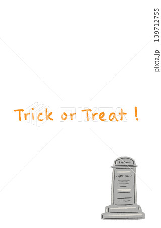 縦長の墓石イラスト付きハロウィン縦向きメッセージカード 139712755