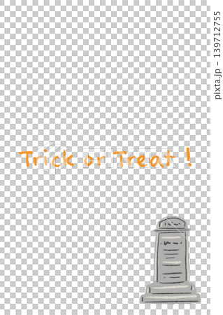 縦長の墓石イラスト付きハロウィン縦向きメッセージカード 139712755
